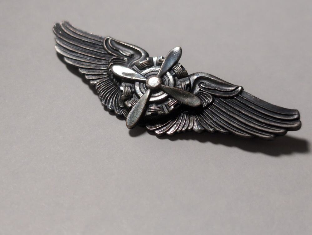 WWII US Army Air Forces Flight Engineer Wings Badge Pin GEMSCO NY USAAF Wing 3"
